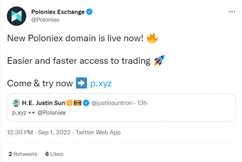 波场Poloniex正式启用全球通用顶级域名P.xyz&nbsp;向国际顶级交易所迈出重要一步