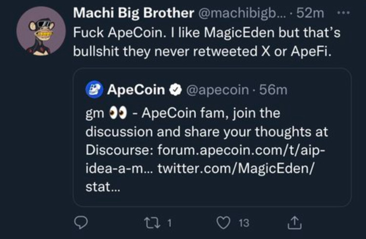 无聊猿支持者黄立成清空80万枚APE转入币安 APE跌超14%-第3张图片-欧易okex官网